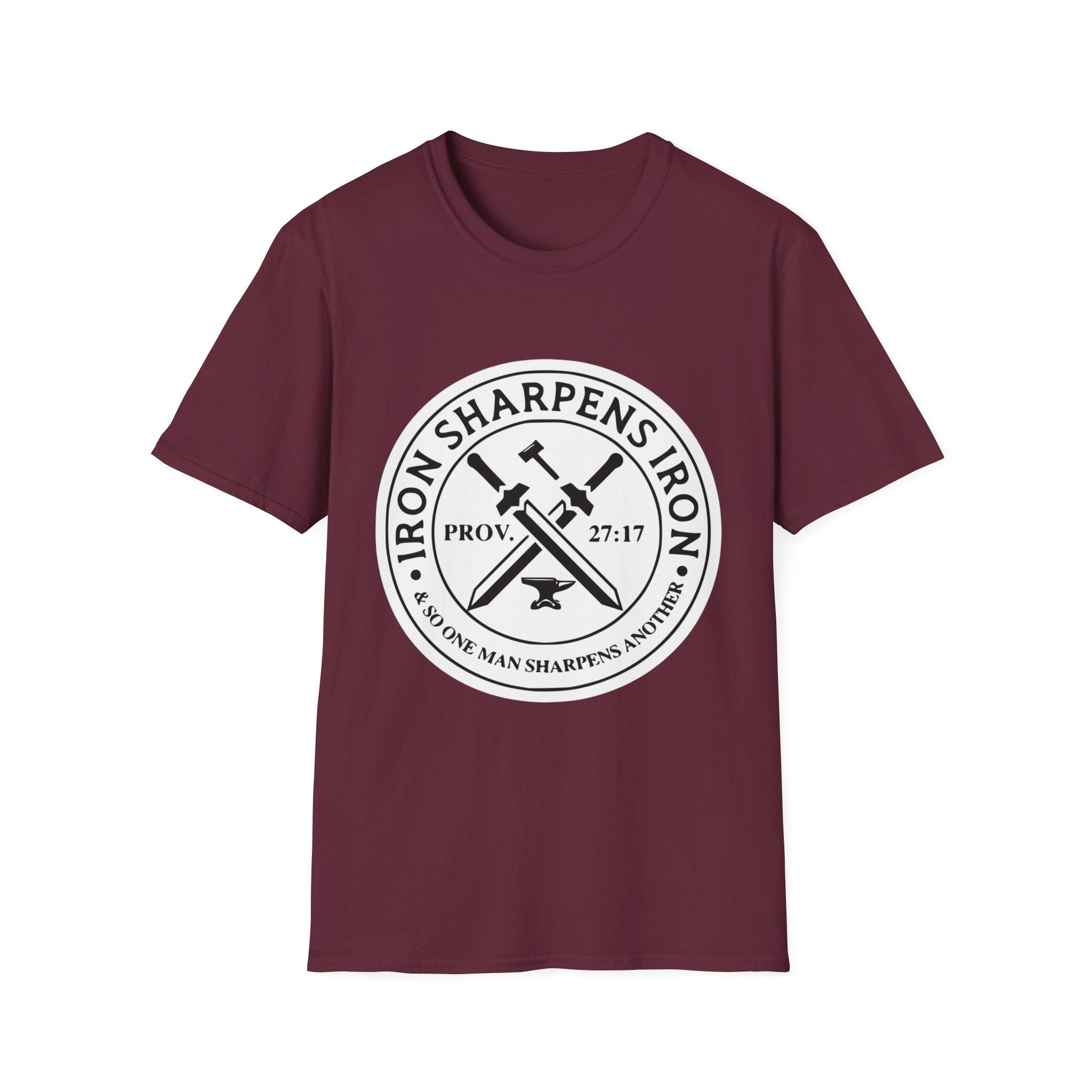 T-Shirt — "Iron Sharpens Iron" Christian Workout Tee (Prov. 27:17)