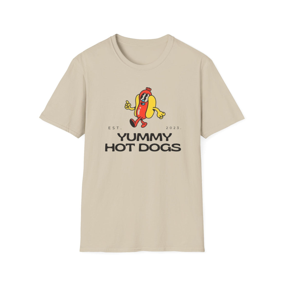 Yummy Hot Dogs Unisex Softstyle T-Shirt – Fun Foodie Graphic Tee for..