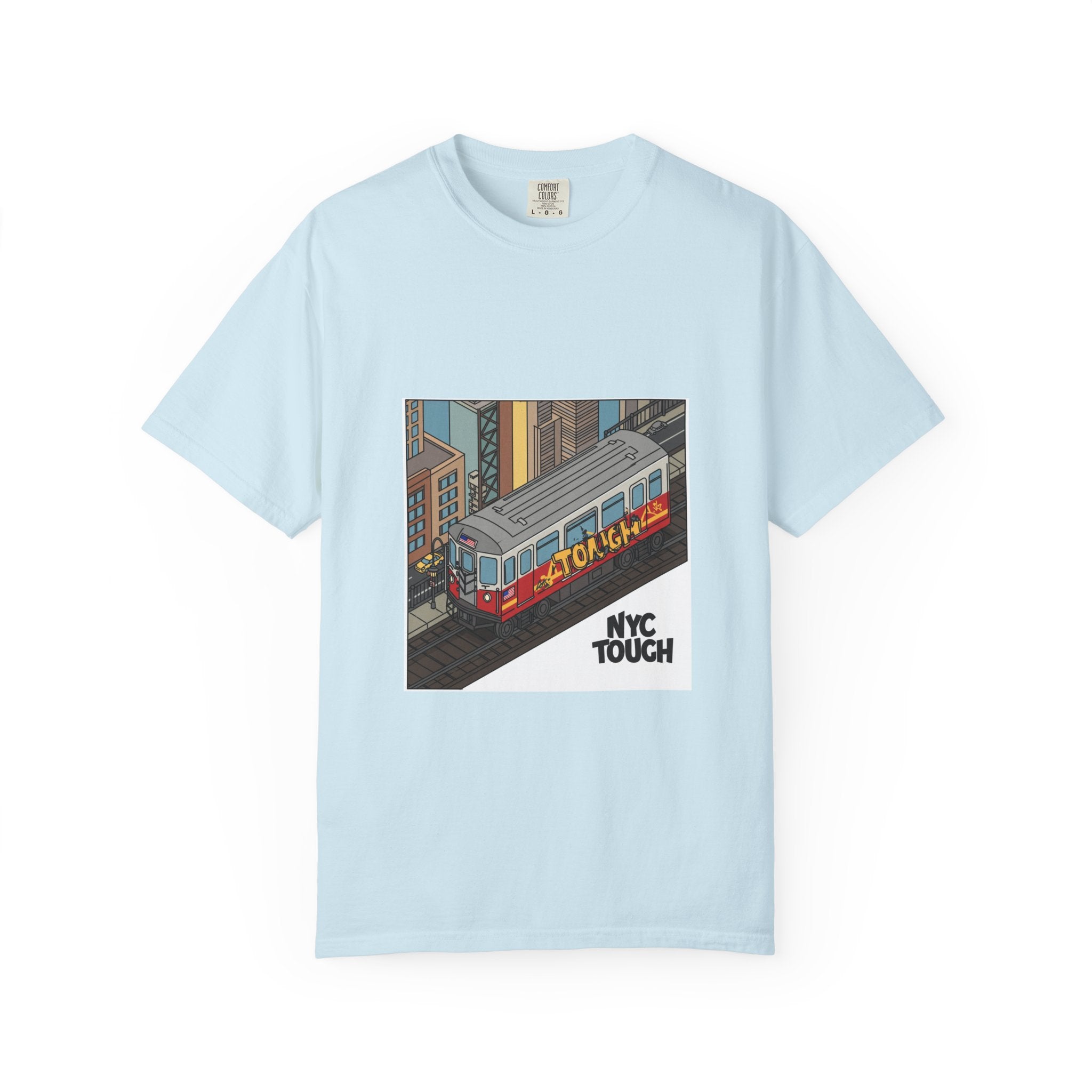 NYC Touch Unisex Garment-Dyed T-Shirt - Cool Light Blue Tee with City Graphics