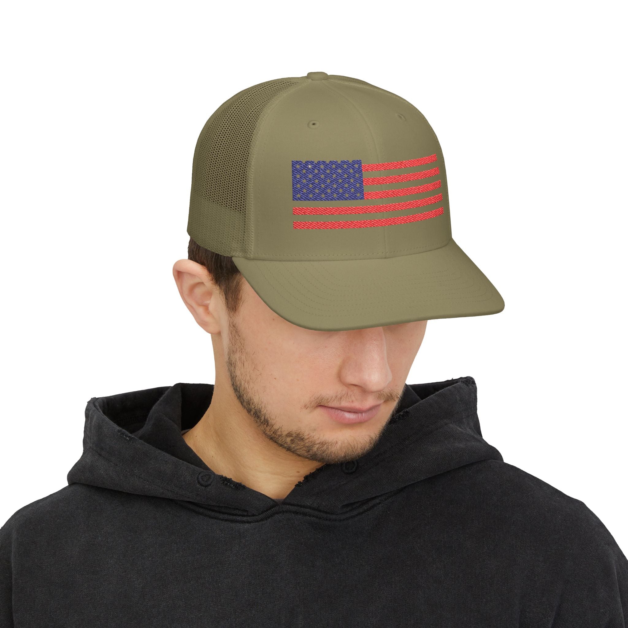 USA Flag Embroidered Snapback Trucker Cap, Perfect Gift for Patriotic Event
