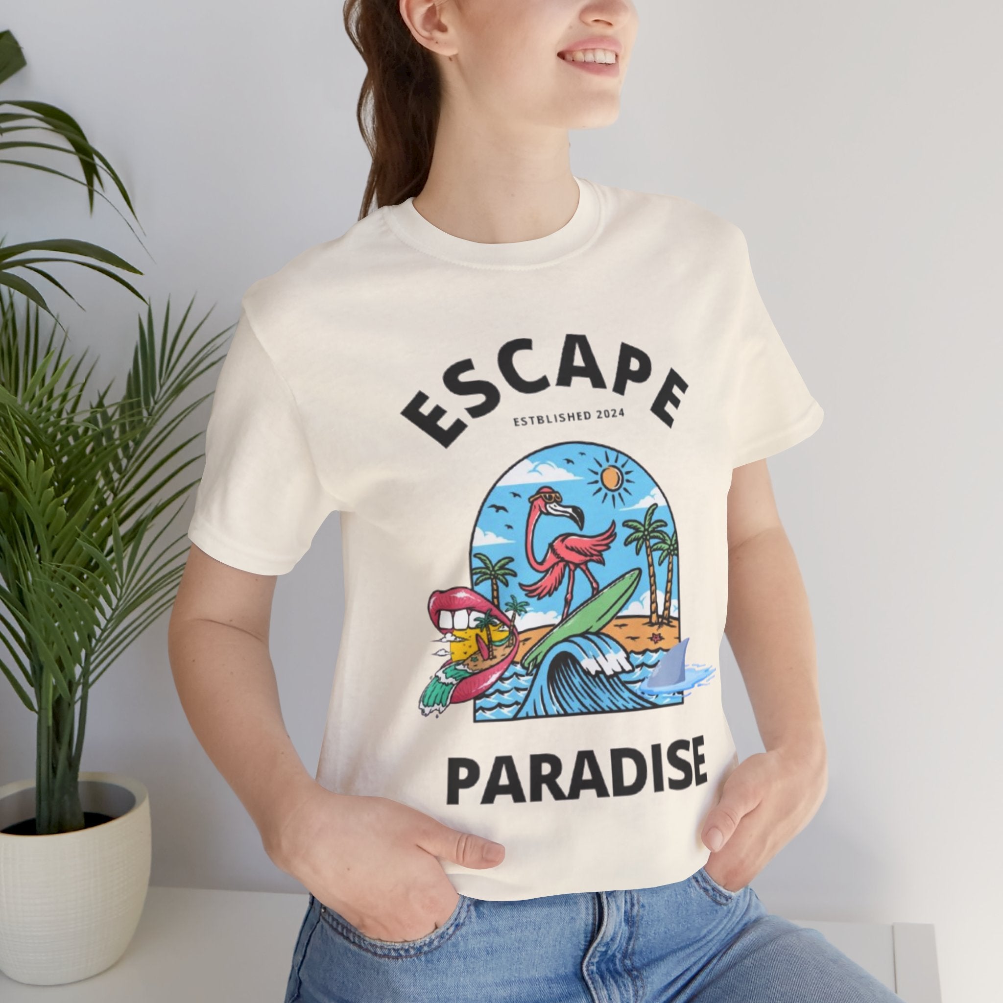 Unisex Graphic Tee - Eco-Friendly Unisex Jersey T-Shirt - Comfortable Casual Wear Tee - Escape Paradise Printed Tee - Gift