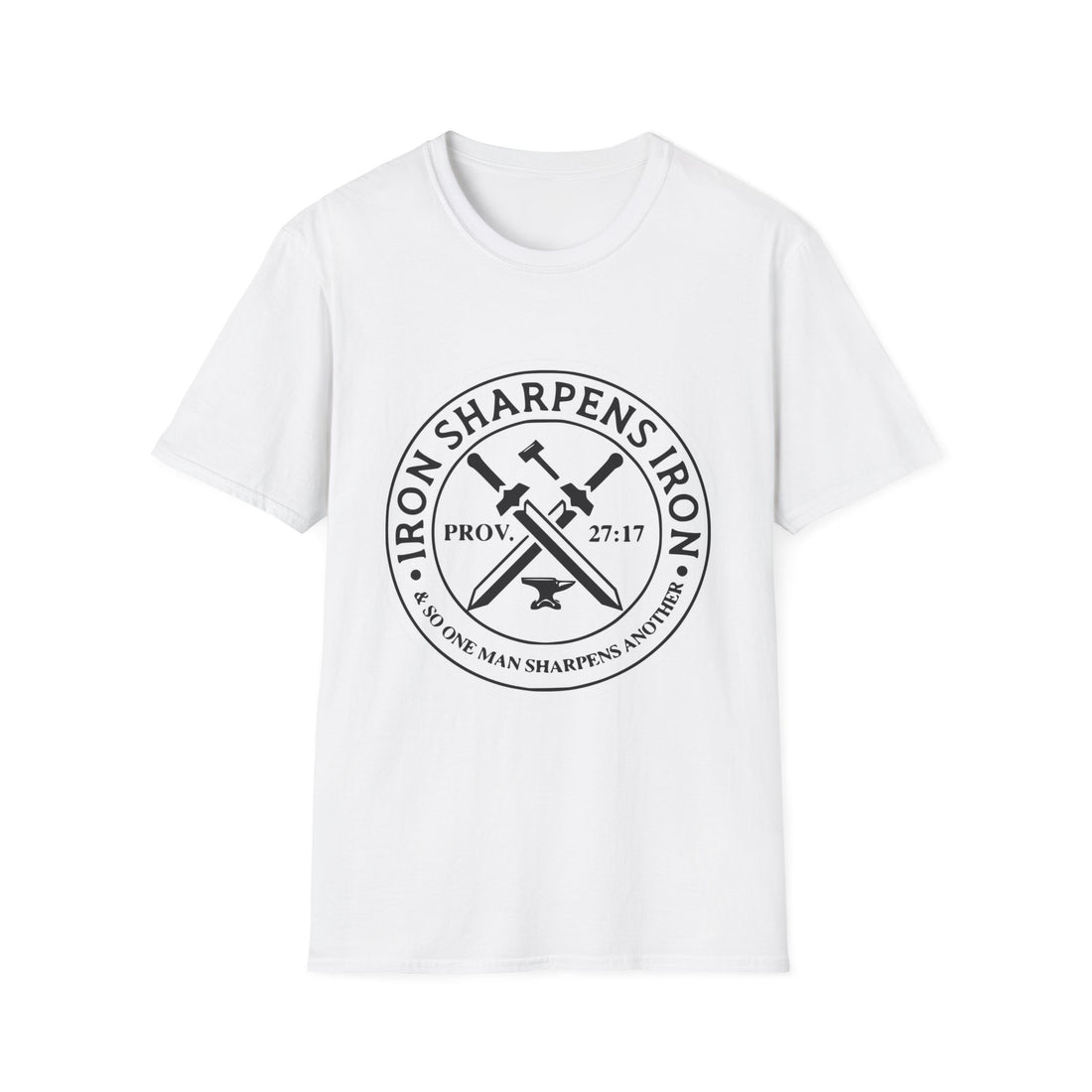 T-Shirt — "Iron Sharpens Iron" Christian Workout Tee (Prov. 27:17)
