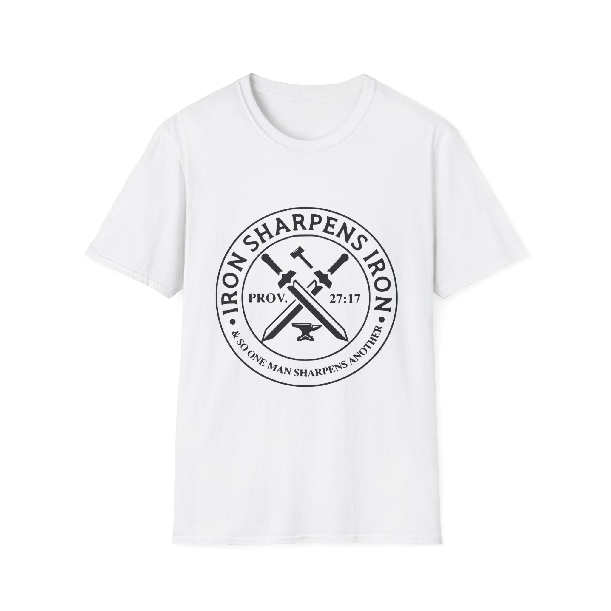 T-Shirt — "Iron Sharpens Iron" Christian Workout Tee (Prov. 27:17)