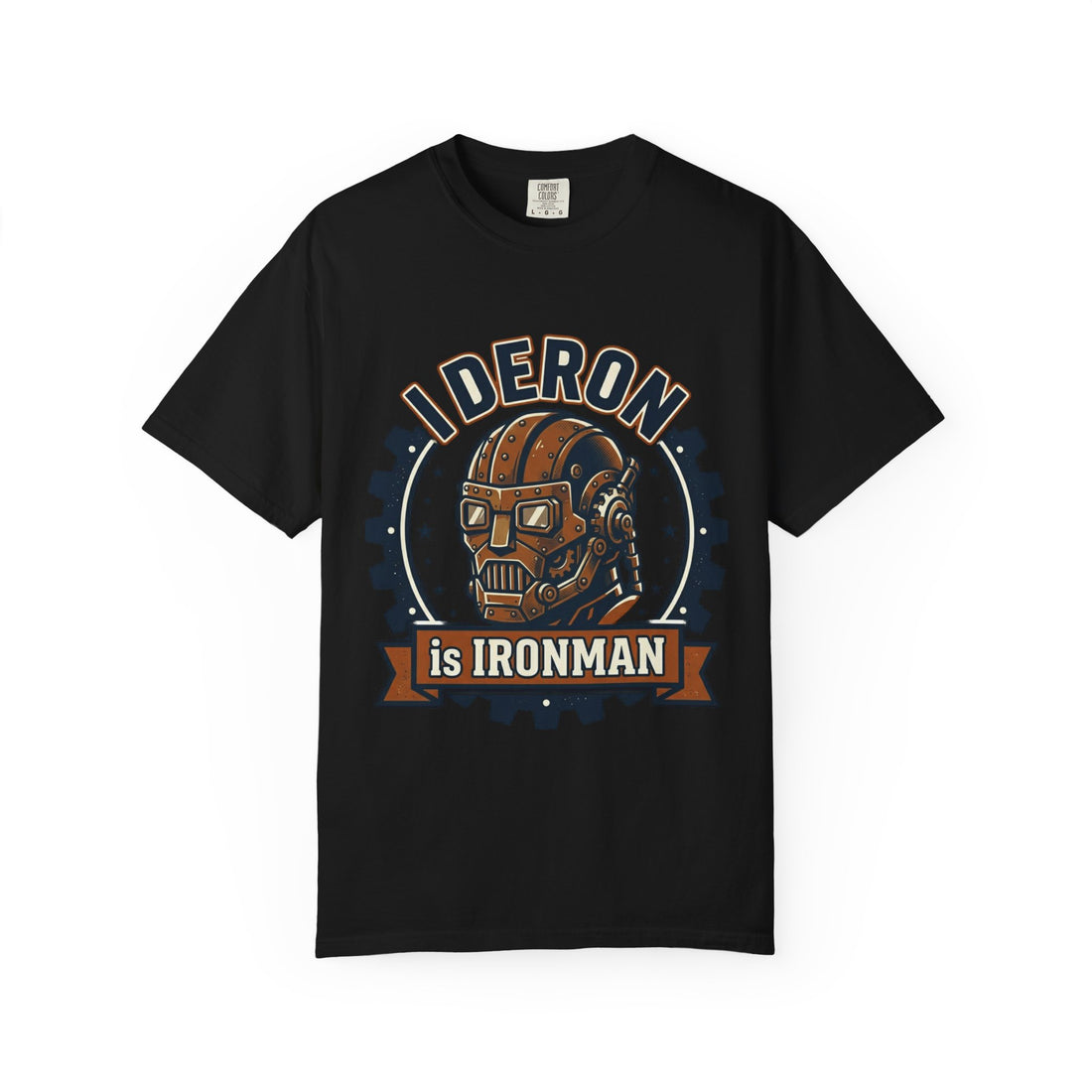 Ironman Rideron Retro Helmet T-Shirt — "Rideron is Ironman" Vintage Motorcycle Tee