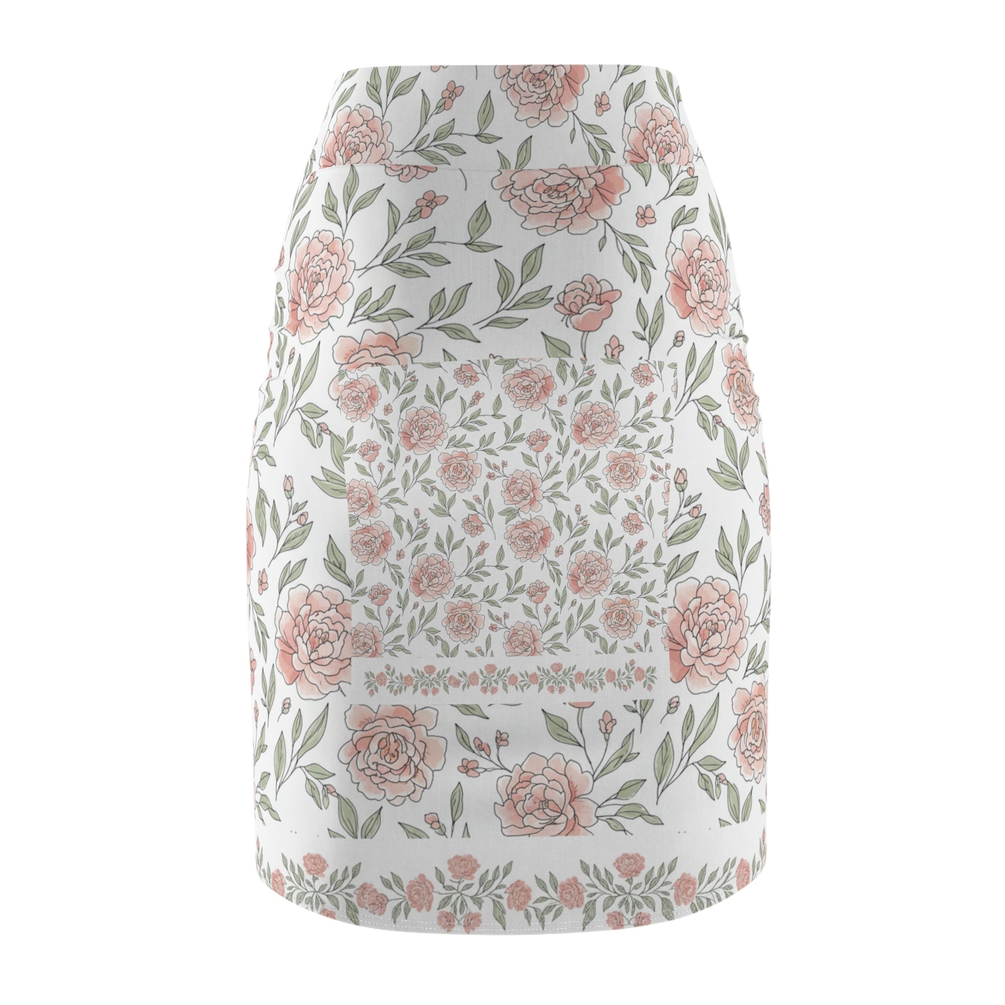 Floral Rose Pencil Skirt — Pastel Garden Print