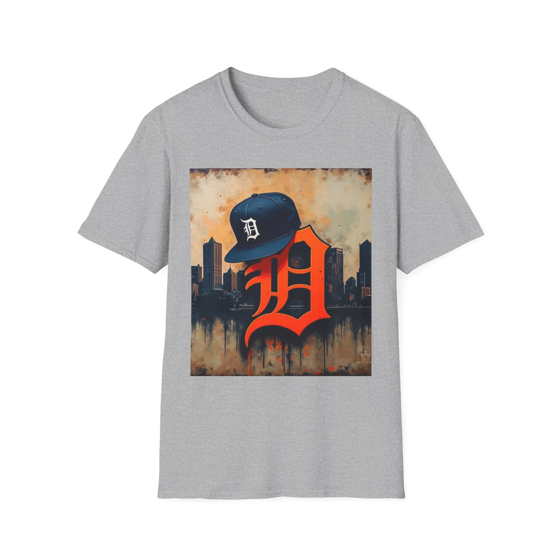 Detroit D Skyline Tee — Vintage D Logo with Cap Graphic