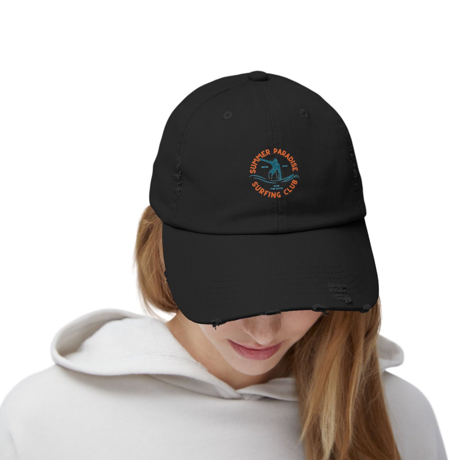 Unisex Distressed Surf Club Cap, Beach Hat, Casual Headwear.