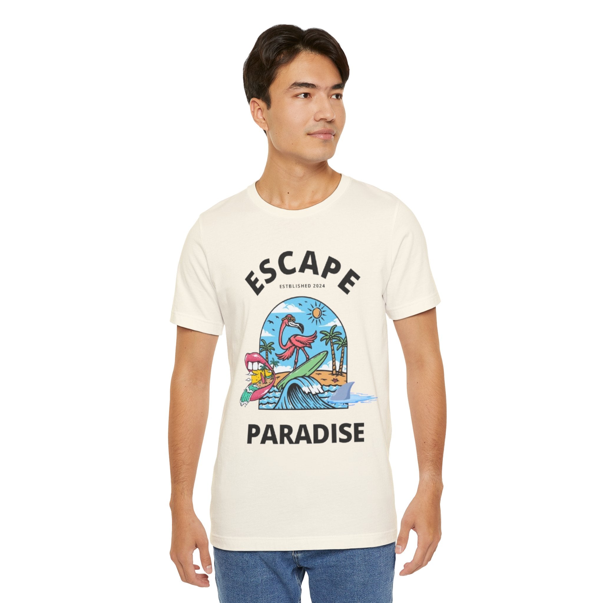 Unisex Graphic Tee - Eco-Friendly Unisex Jersey T-Shirt - Comfortable Casual Wear Tee - Escape Paradise Printed Tee - Gift