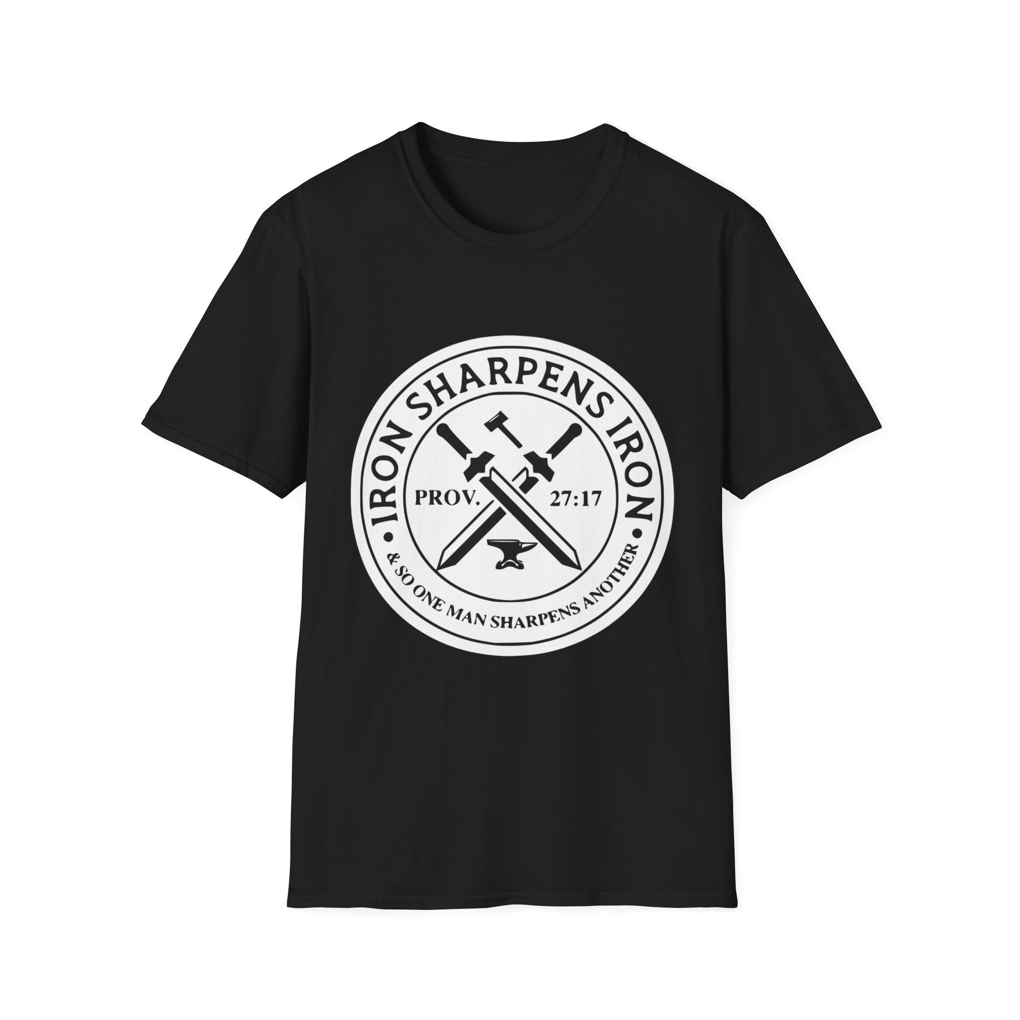 T-Shirt — "Iron Sharpens Iron" Christian Workout Tee (Prov. 27:17)