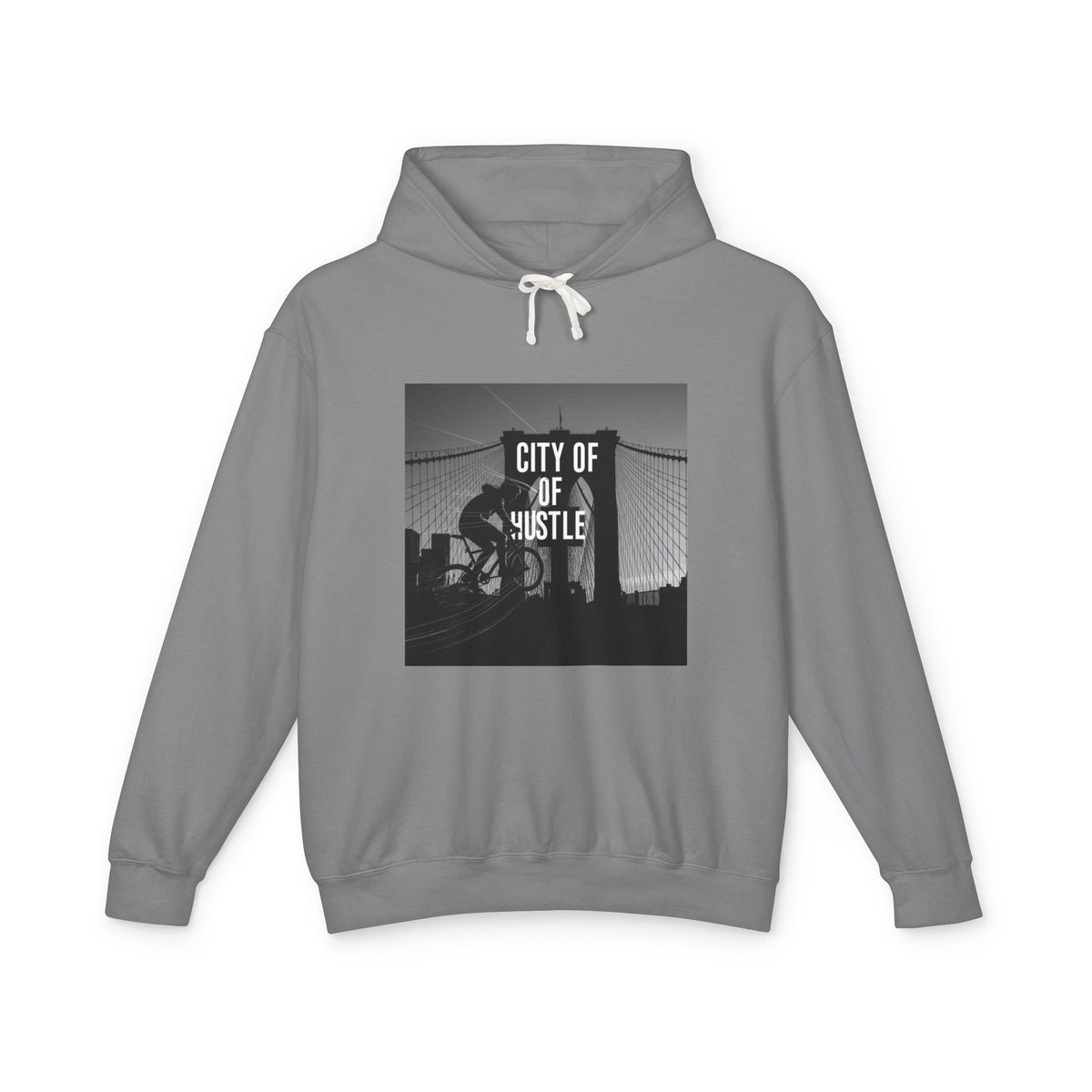 City of Hustle Unisex Lightweight Hooded Sweatshirt - Inspirational Urban Style