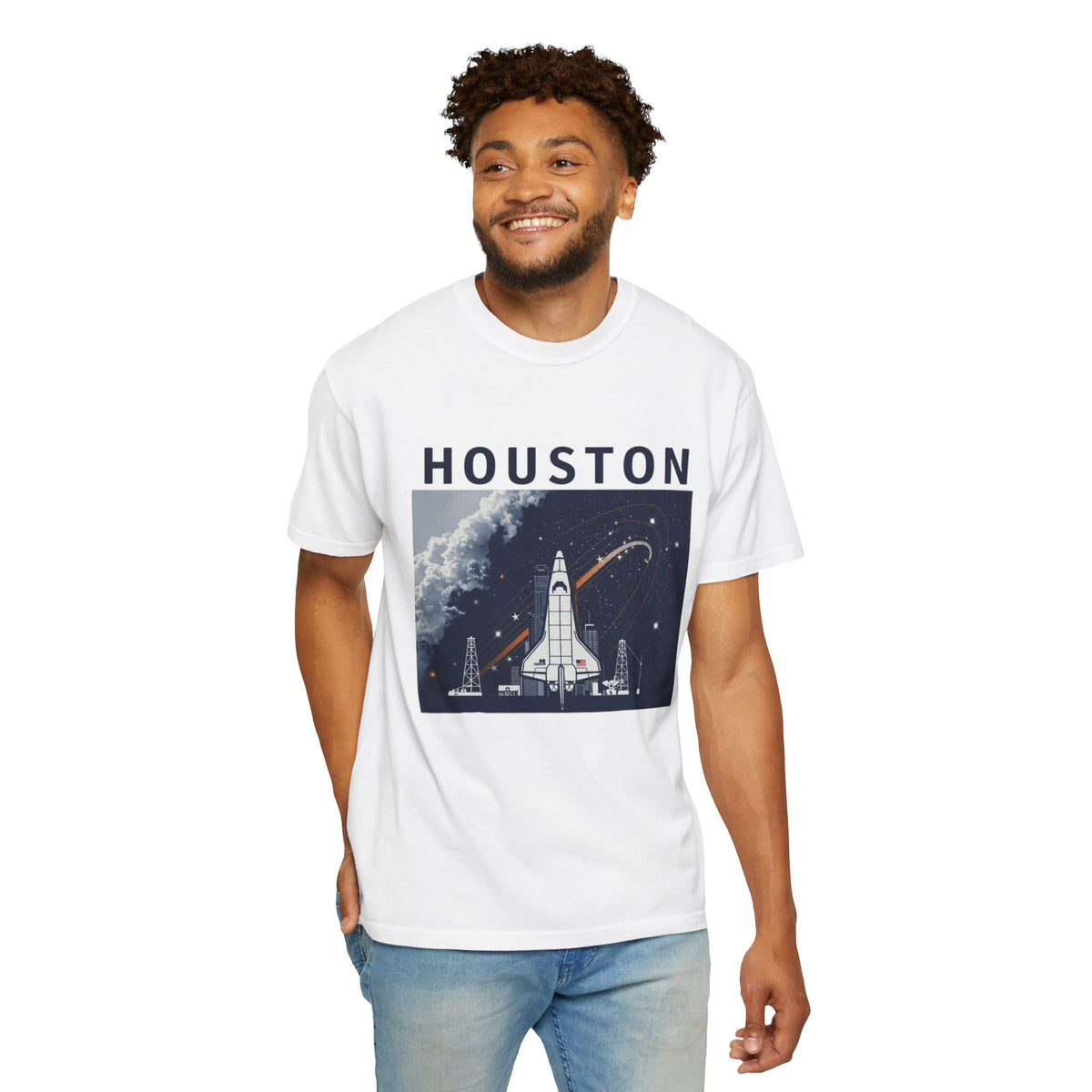 Houston Space Exploration T-shirt - Unisex Garment-Dyed Tee, Astronaut Gift, NASA Fan Apparel, Space Lover&