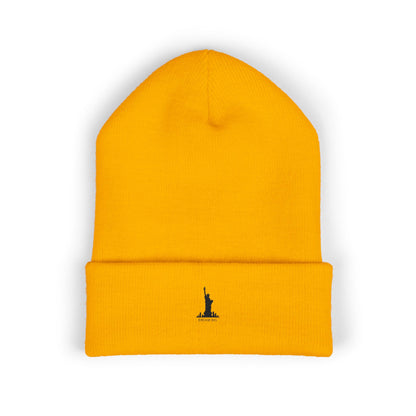 Classic Cuffed Beanie with Statue of Liberty Embroidery - Perfect Winter Accessory