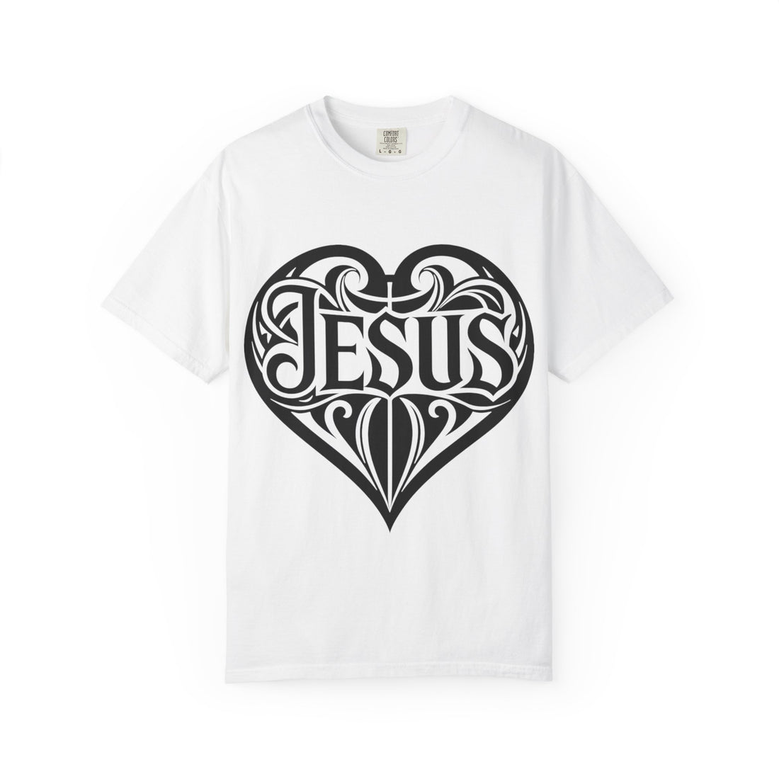 Jesus Heart T-Shirt — Tribal Script Faith Tee