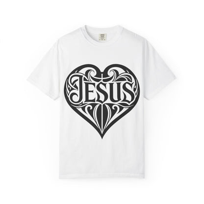 Jesus Heart T-Shirt — Tribal Script Faith Tee
