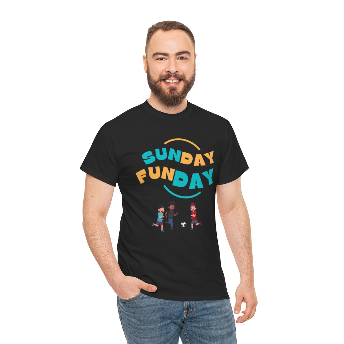Unisex Heavy Cotton Tee - Sunday Funday Printed T-Shirt 