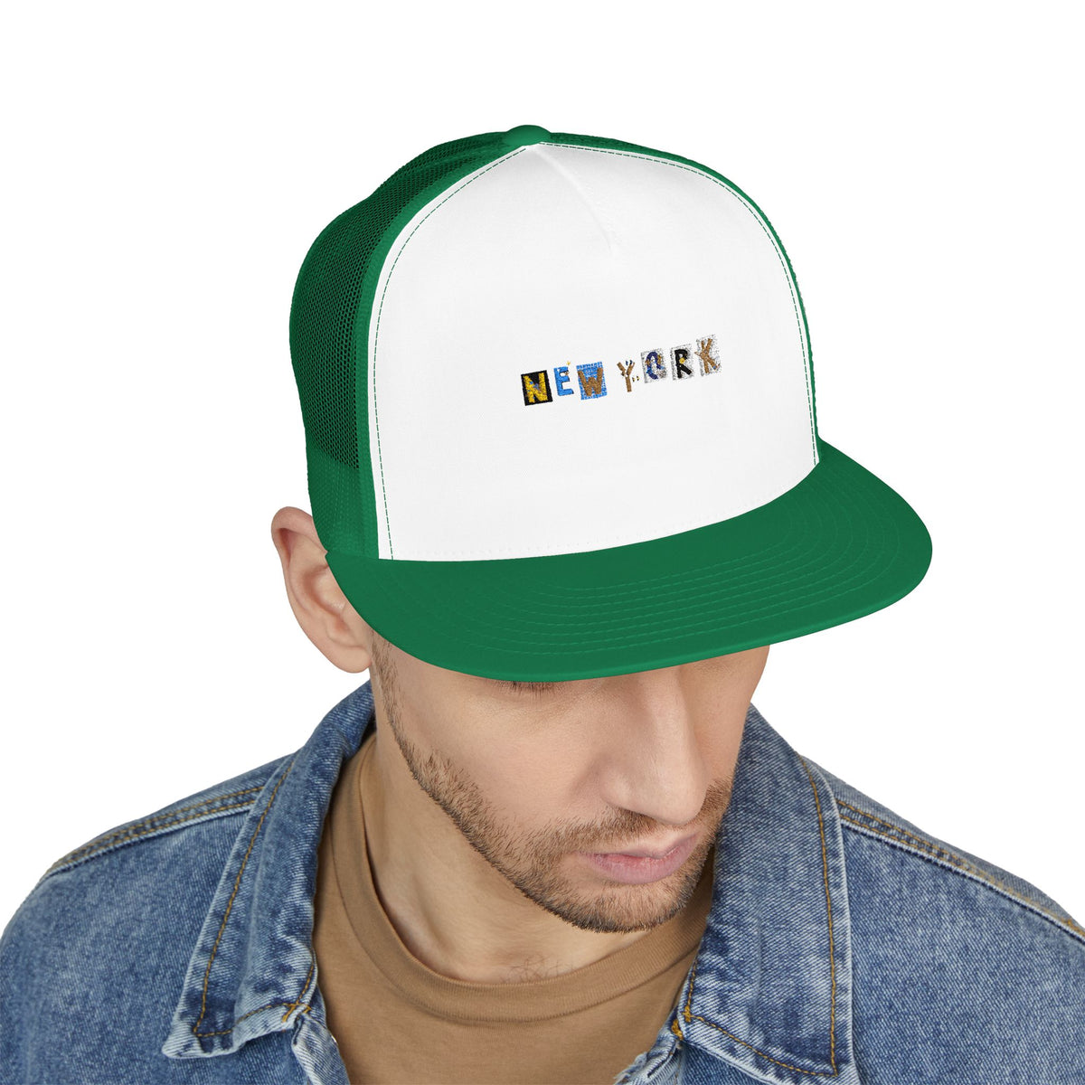 Embroidered New York 5 Panel Trucker Cap - Casual Style for City Lovers