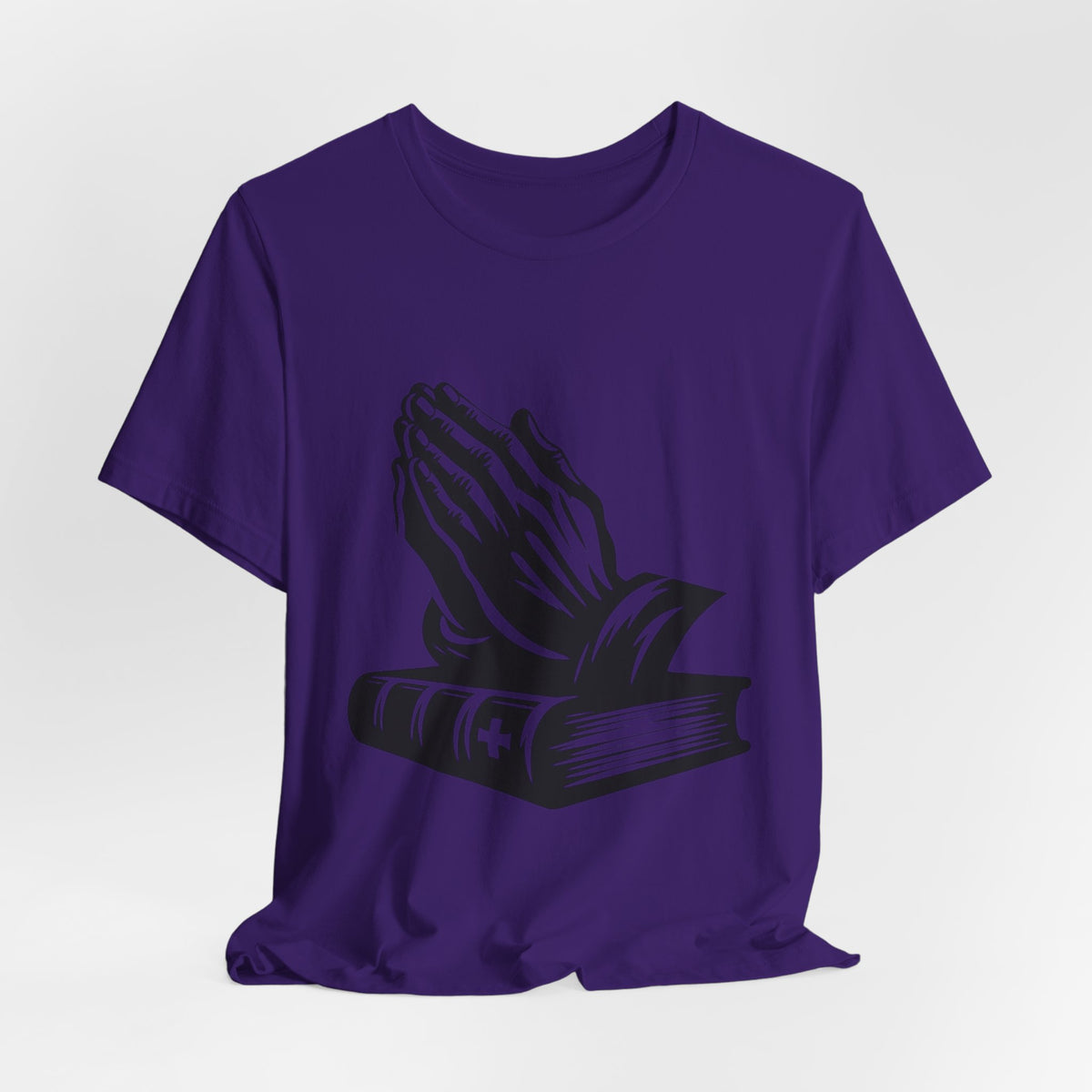Prayer Hands &amp; Bible T-Shirt — Christian Faith Tee for Church, Prayer, Religious Gifts