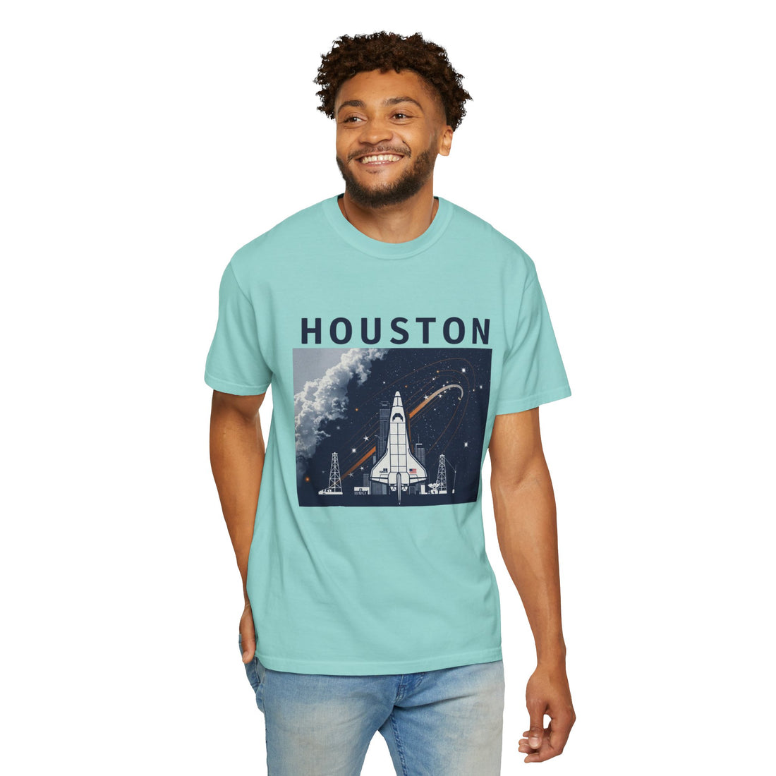 Houston Space Exploration T-shirt - Unisex Garment-Dyed Tee, Astronaut Gift, NASA Fan Apparel, Space Lover&