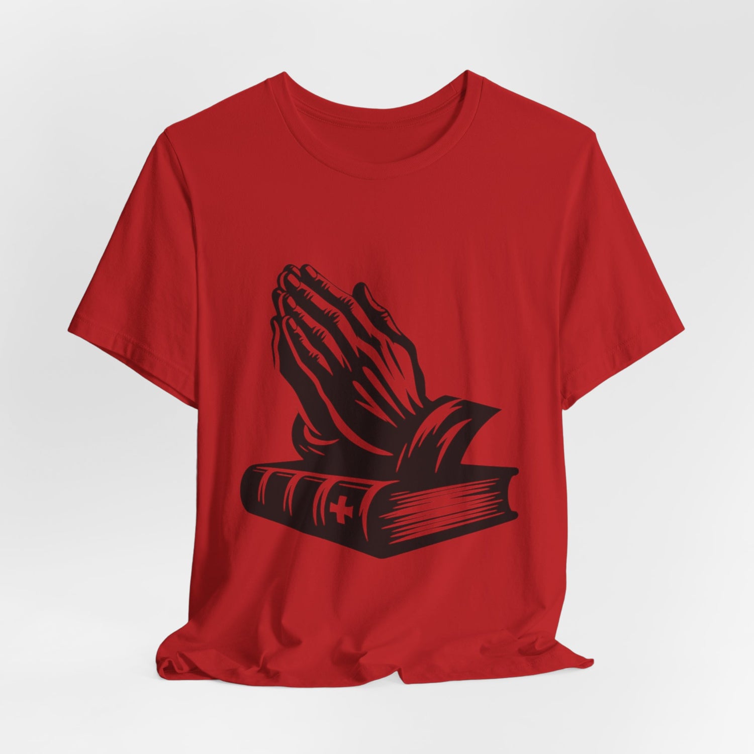 Prayer Hands &amp; Bible T-Shirt — Christian Faith Tee for Church, Prayer, Religious Gifts