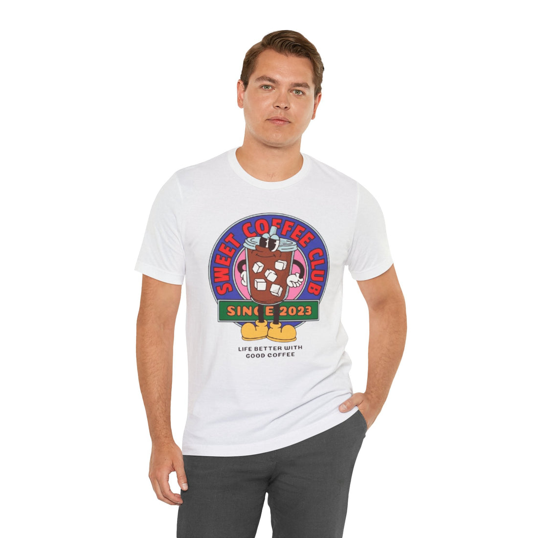 Unisex Graphic Tee - Sunset Coffee Club Printed Tee - Eco-Friendly Cas