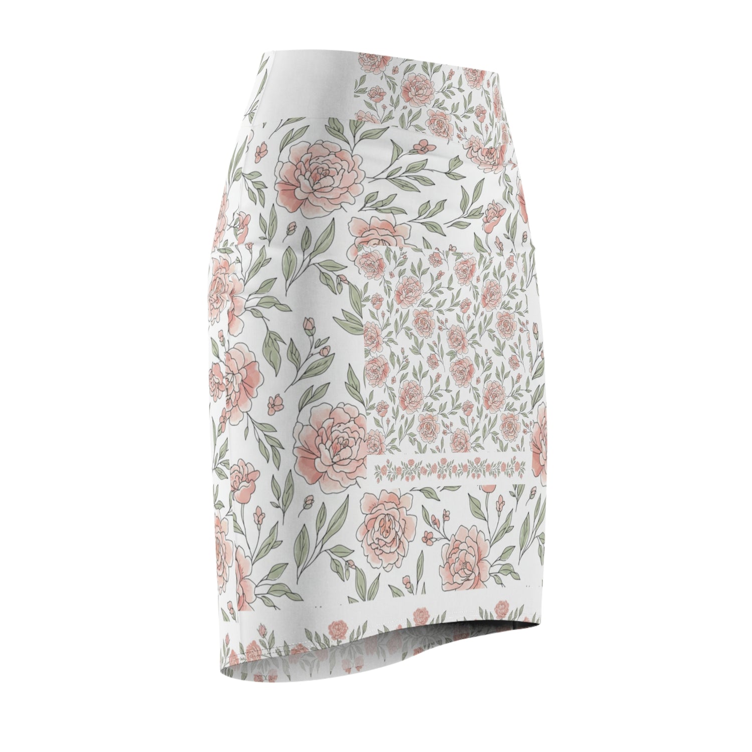 Floral Rose Pencil Skirt — Pastel Garden Print