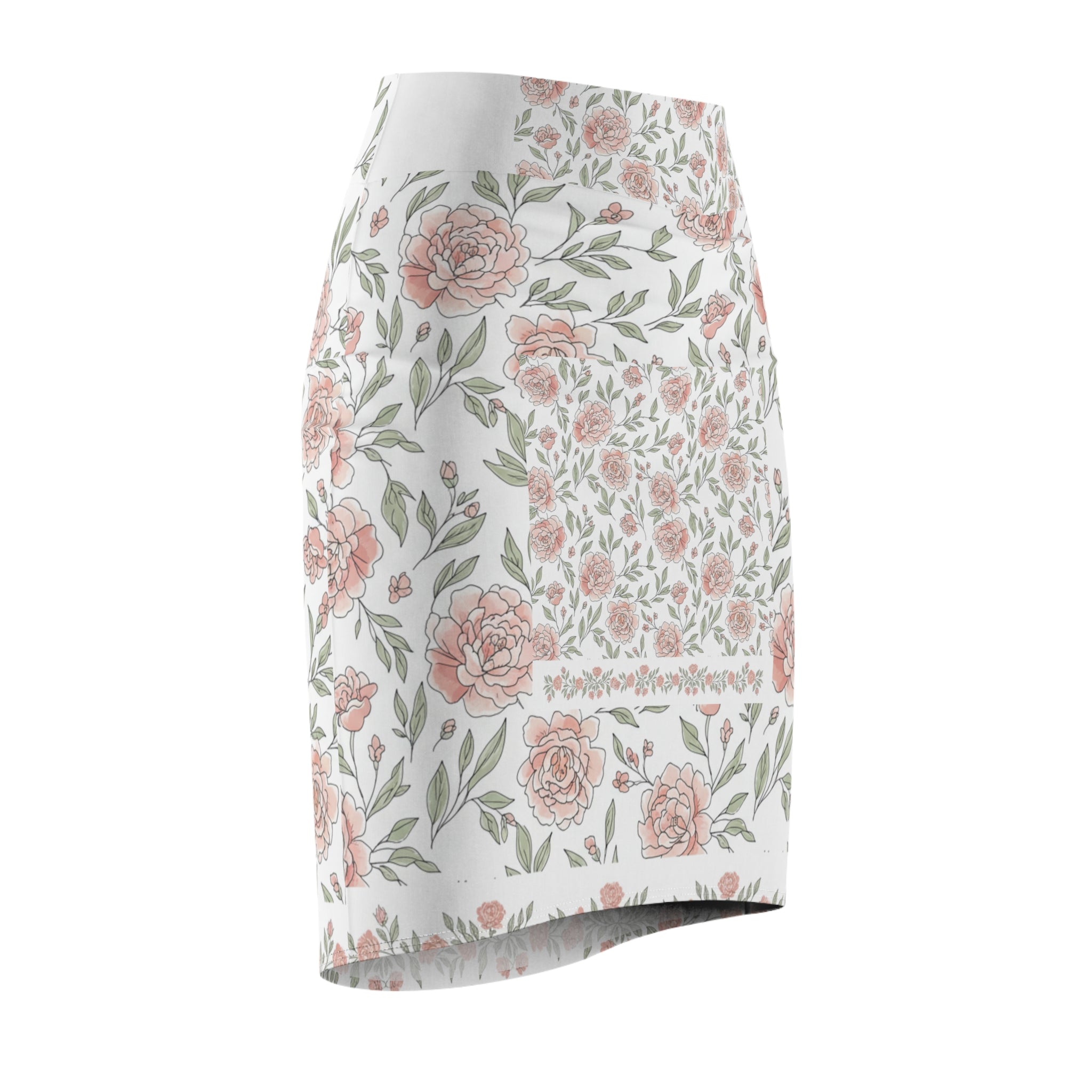 Floral Rose Pencil Skirt — Pastel Garden Print