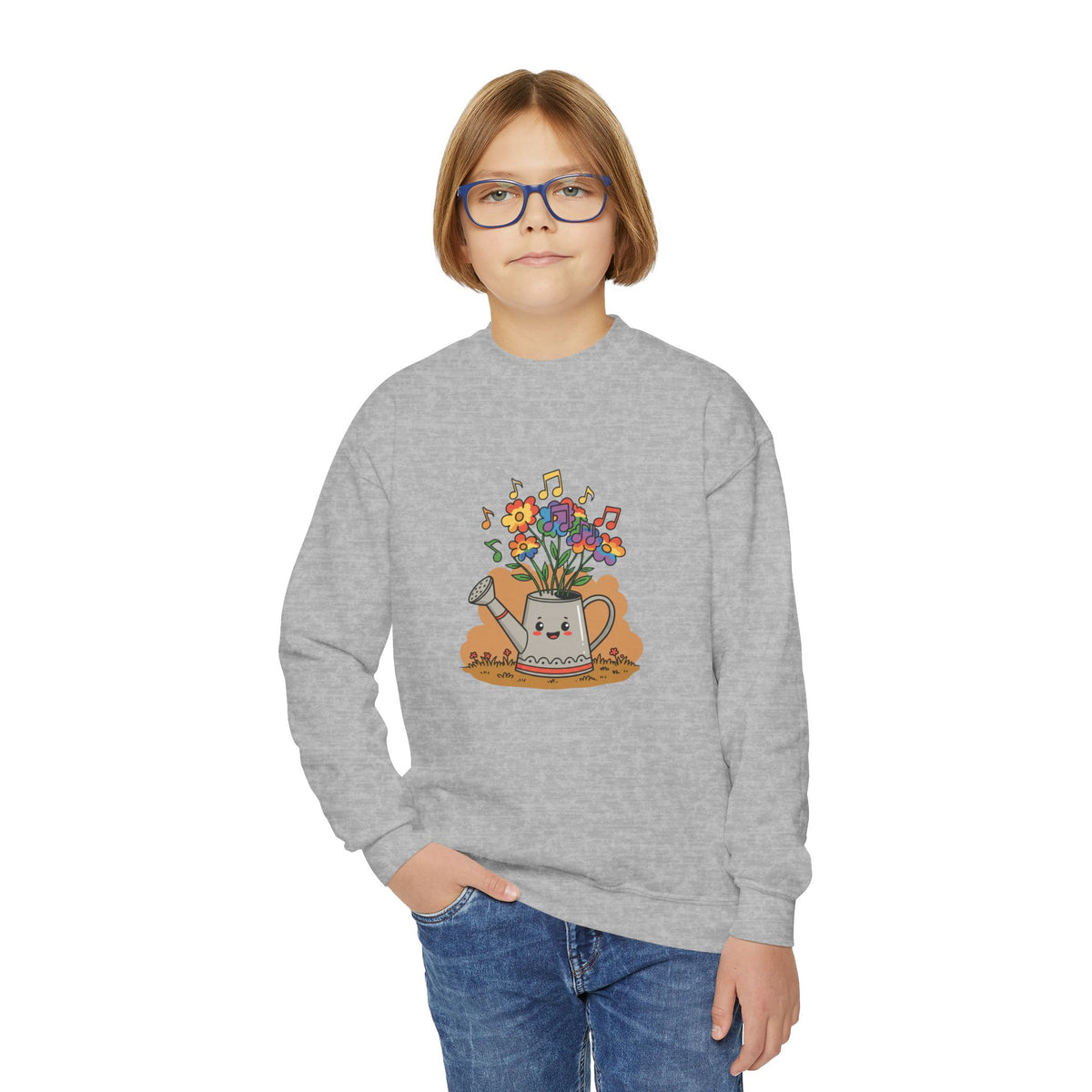 Cute Floral Music Youth Crewneck Sweatshirt