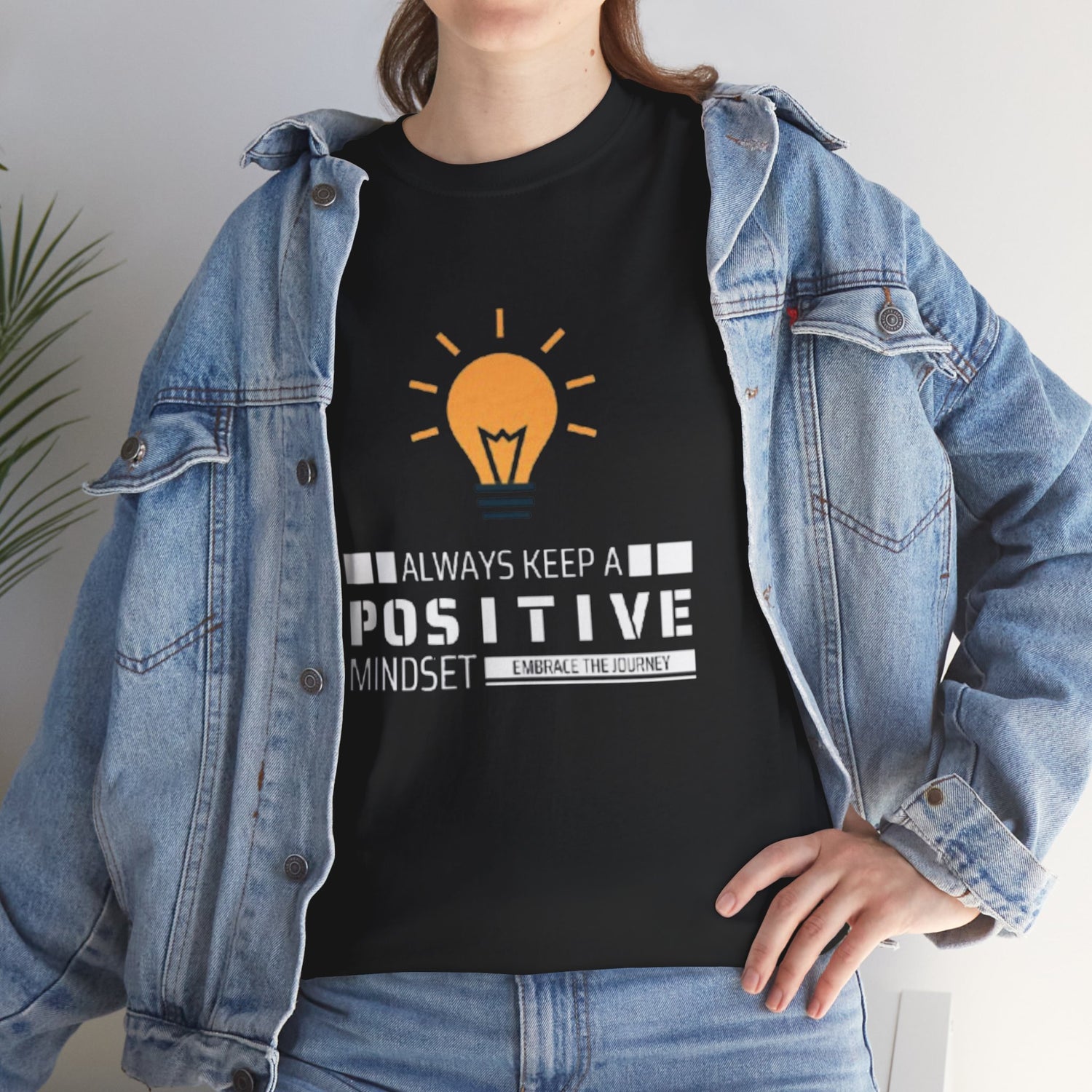 Unisex Heavy Cotton Tee - Positive Mindset Printed  T-Shirt - Comfortable Casual Wear Tee - Unique Graphic Tee - Gift