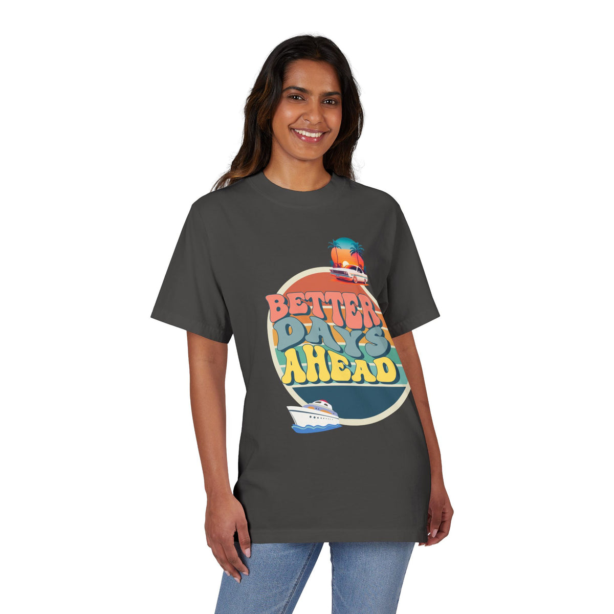 Better Days Ahead Unisex Garment-Dyed Drop-Shoulder T-Shirt