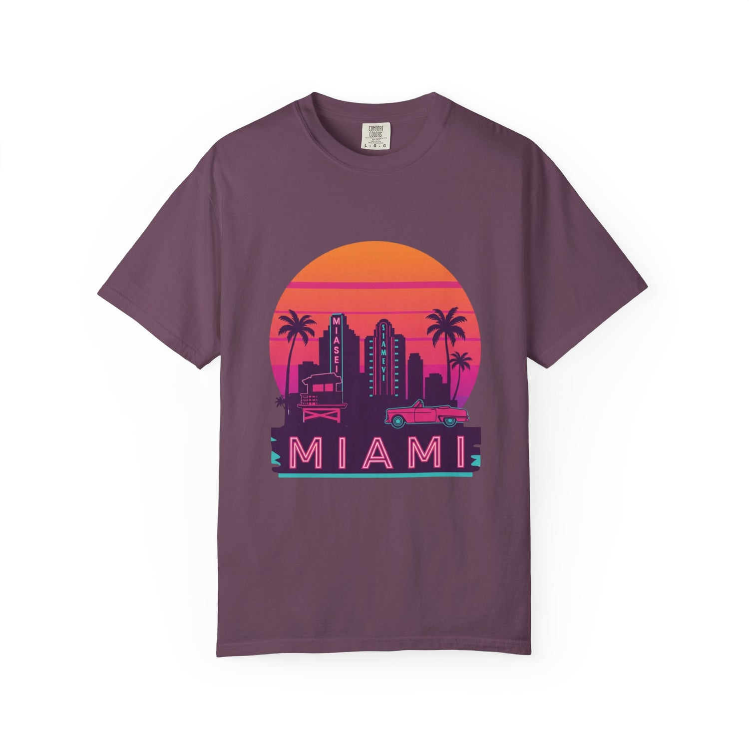 Miami Sunset Unisex T-shirt, Beachwear, Vacation Shirt, Summer Outfit, Travel Gift, Casual Streetwear