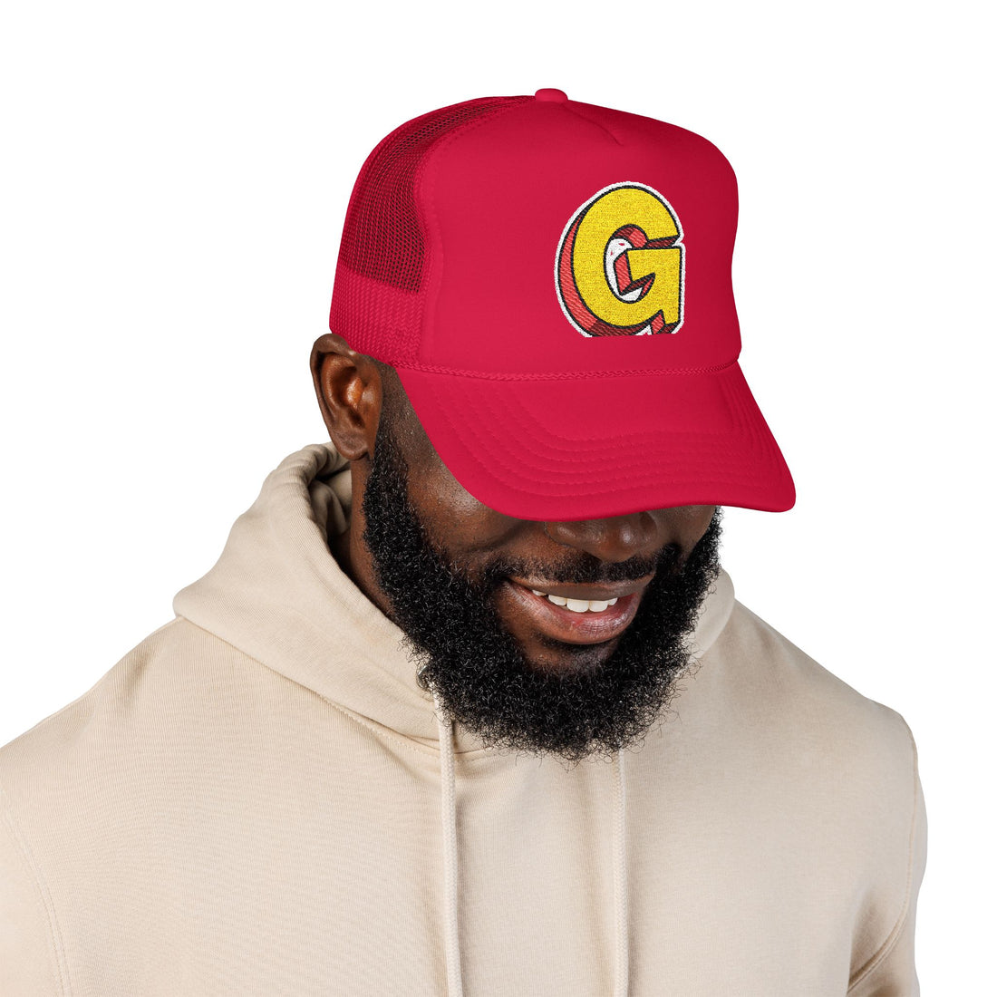 Colorful Foam Trucker Hat with Embroidered Letter G, Caps for Outdoor Events, Vintage Style Hats, Custom Hats, Gifts for Him/Her