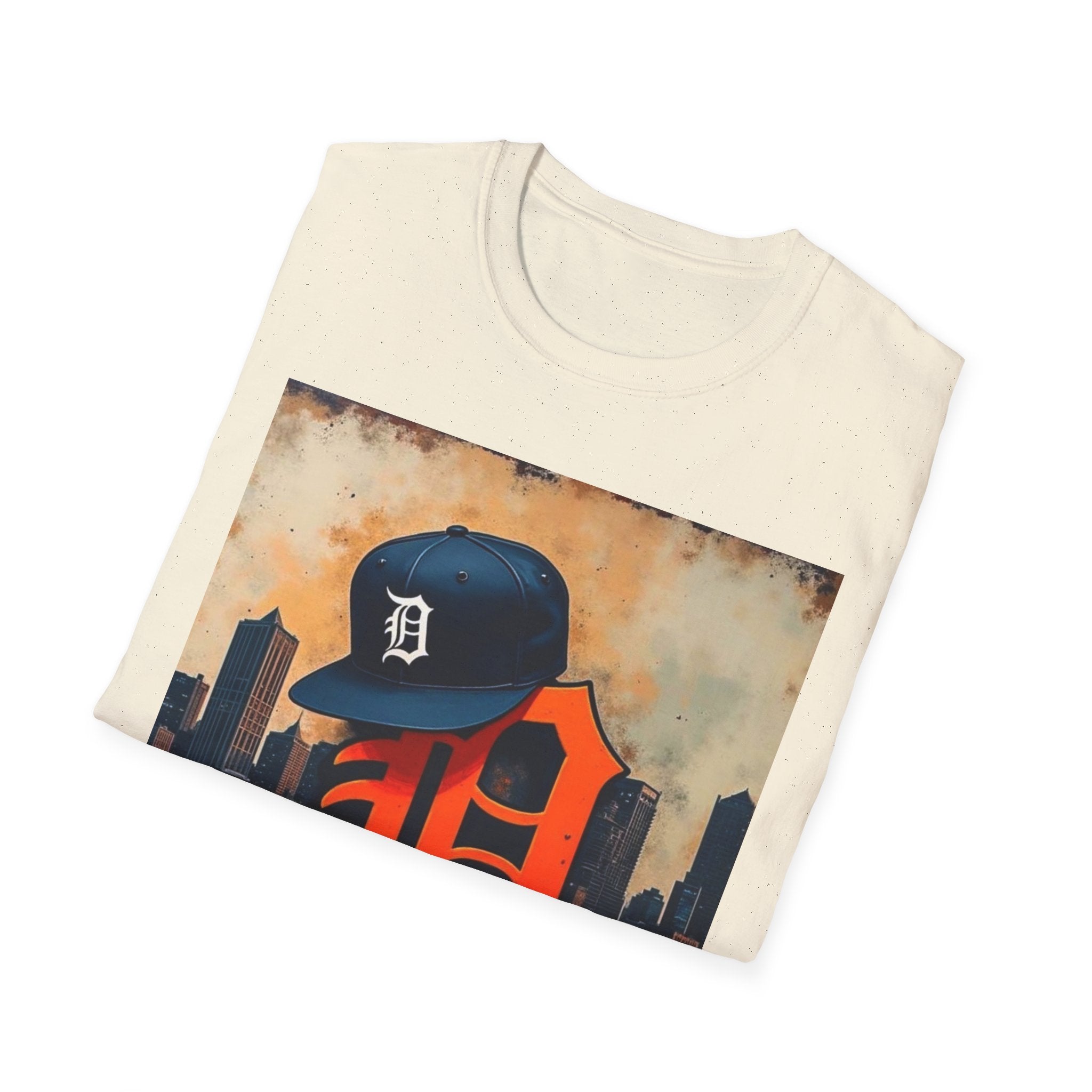 Detroit D Skyline Tee — Vintage D Logo with Cap Graphic
