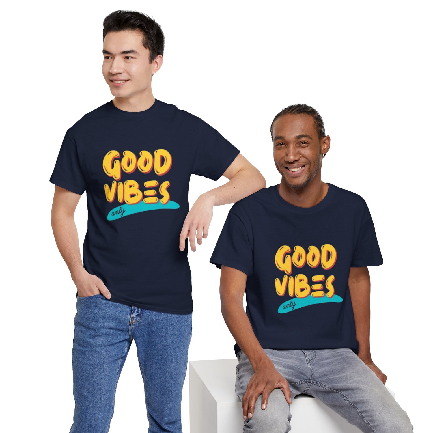 Unisex Heavy Cotton Tee - Good Vibes Only Printed  T-Shirt - Comfortable Casual Wear Tee - Unique Graphic Tee - Gift