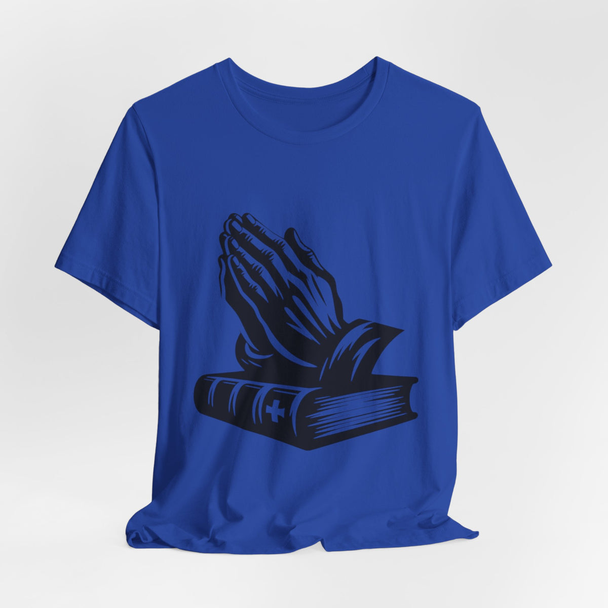 Prayer Hands &amp; Bible T-Shirt — Christian Faith Tee for Church, Prayer, Religious Gifts