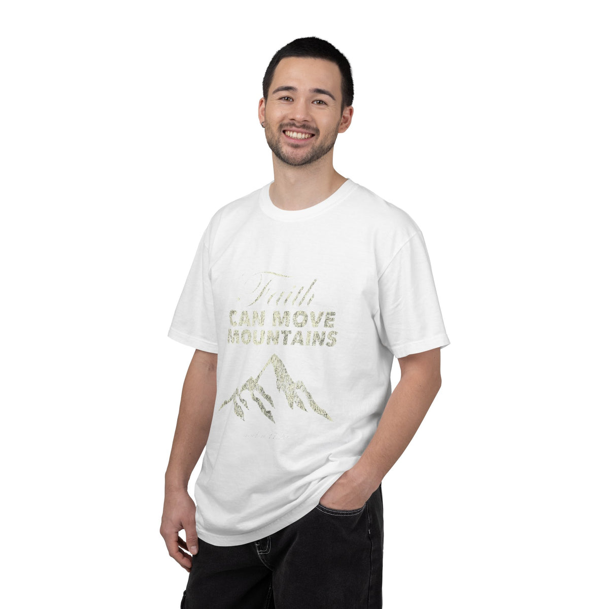 Faith Can Move Mountains T-Shirt — Inspirational Mountain Graphic Tee