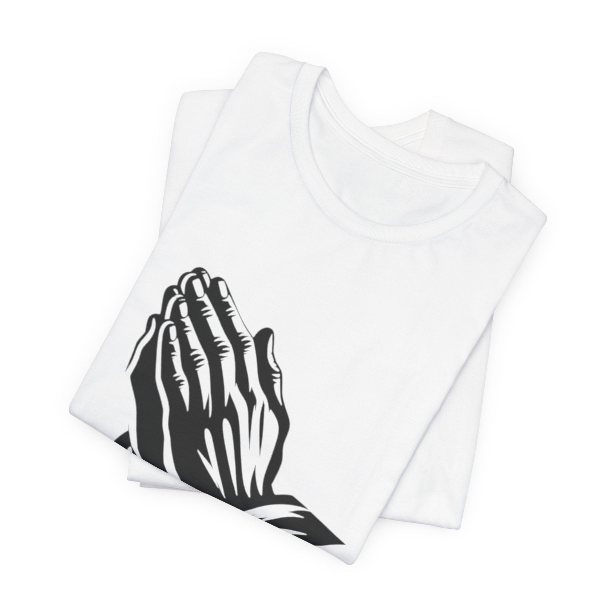Prayer Hands &amp; Bible T-Shirt — Christian Faith Tee for Church, Prayer, Religious Gifts