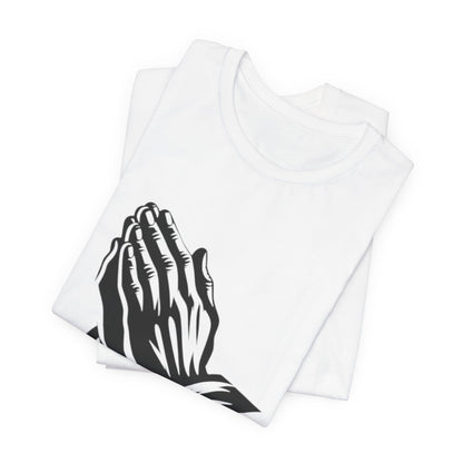 Prayer Hands &amp; Bible T-Shirt — Christian Faith Tee for Church, Prayer, Religious Gifts