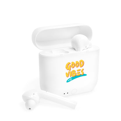 Good Vibes Wireless Earbuds Case — Retro Beach Design