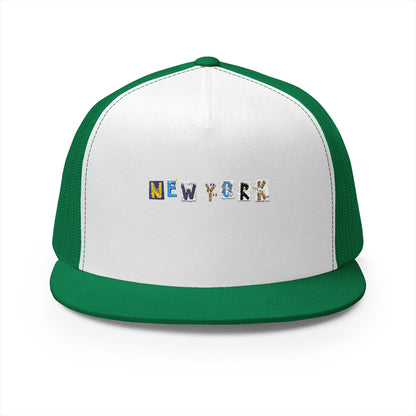 Embroidered New York 5 Panel Trucker Cap - Casual Style for City Lovers