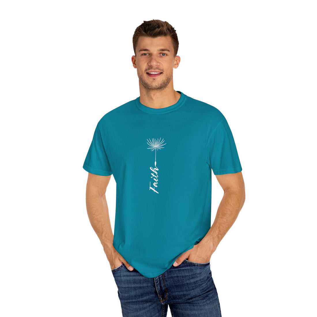 Faith Unisex Garment-Dyed T-Shirt - Inspirational Teal Tee for Everyday Wear