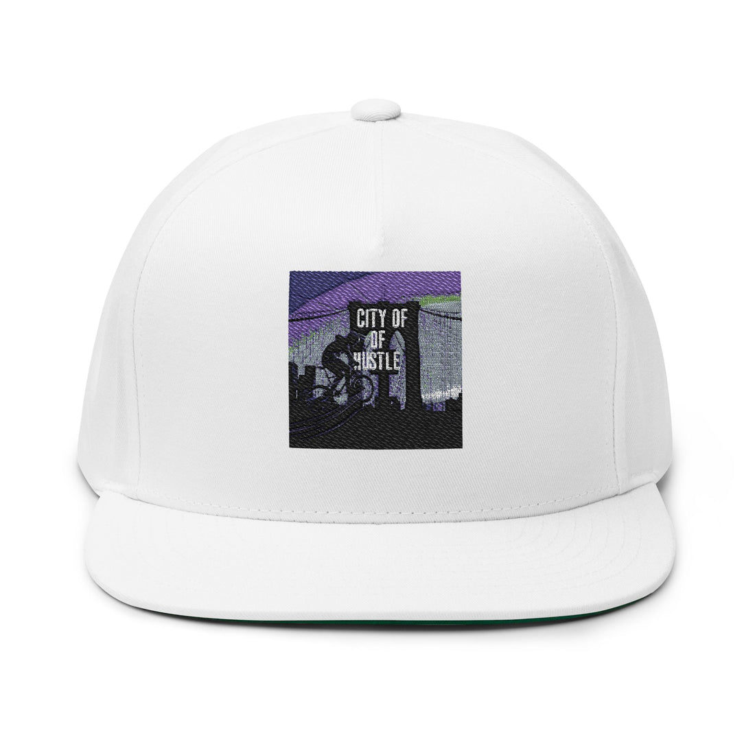 Flat Bill Cap with elegant embroidery City of hustle
