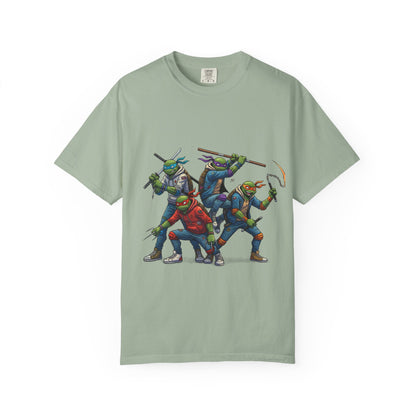 Ninja Turtle Trio T-Shirt | Retro Comic Heroes, Action Pose