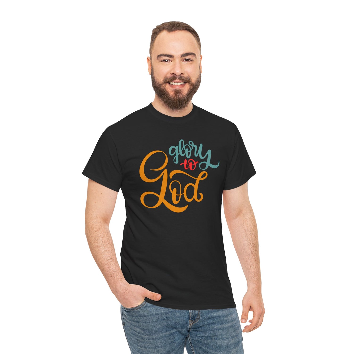 Unisex Heavy Cotton Tee - Glory to God Printed  T-Shirt - Comfortable Casual Wear Tee - Unique Graphic Tee - Gift