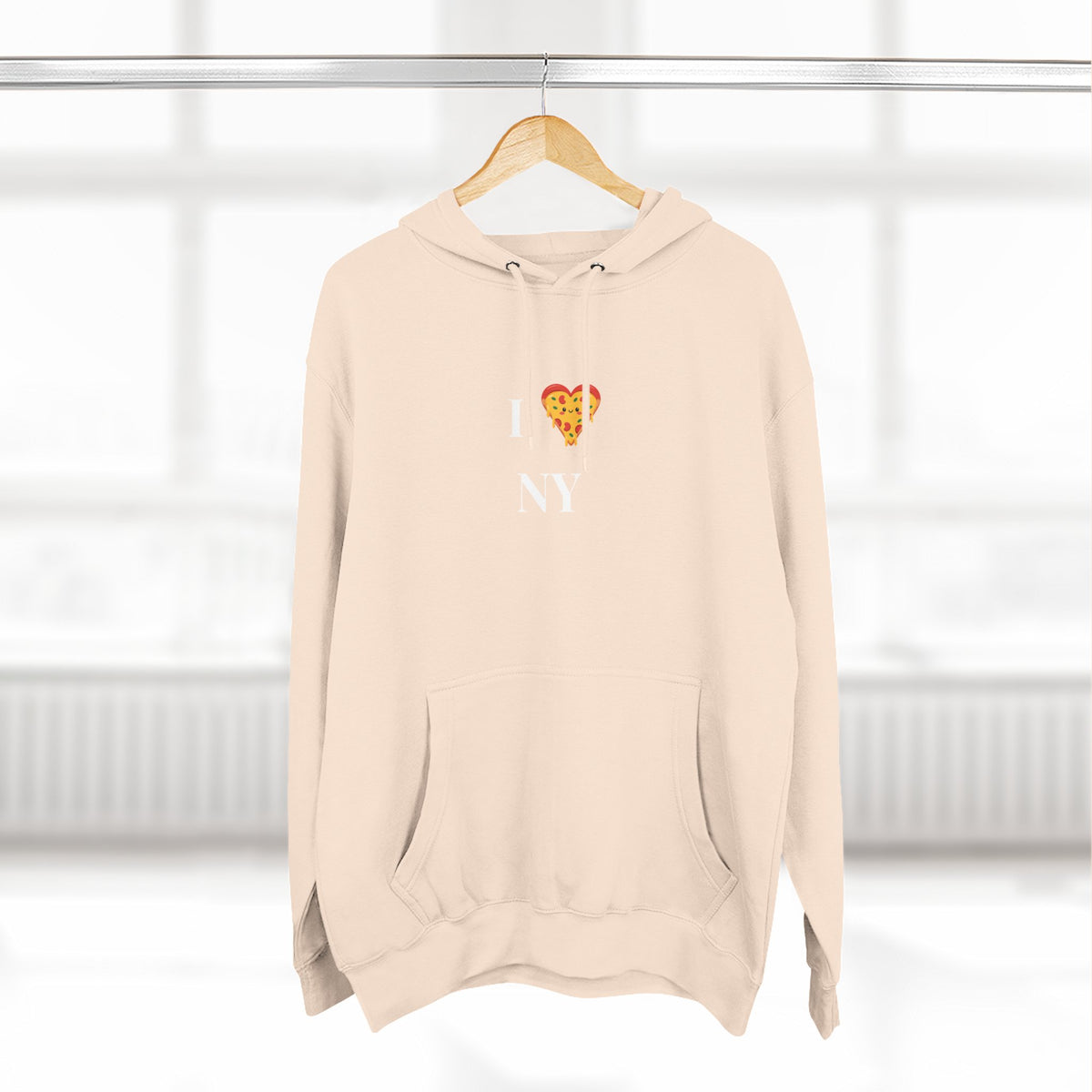 Pizza I  NY Hoodie — Cozy Grey Fleece Pullover