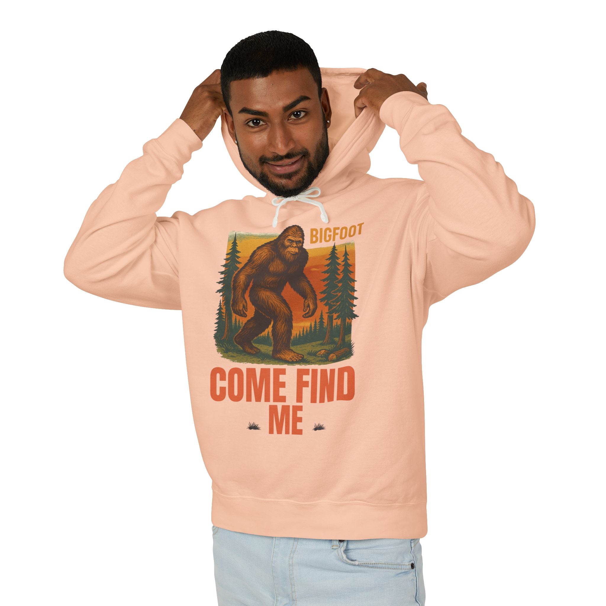 Bigfoot Adventure Lightweight Hoodie, Cozy Sweatshirt for Nature Lovers, Perfect Gift for Outdoor Enthusiasts, Camping, Hiking, Adventure