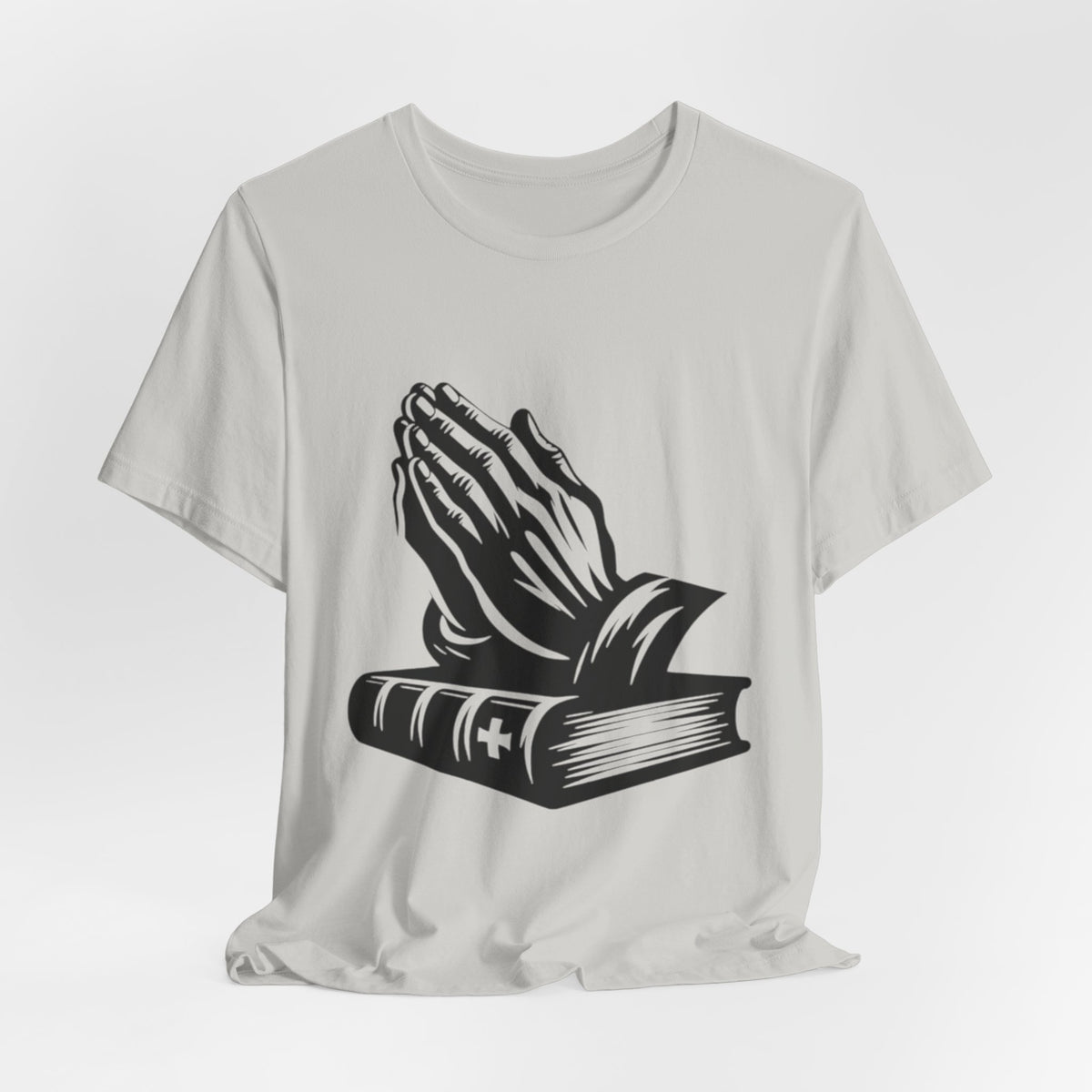 Prayer Hands &amp; Bible T-Shirt — Christian Faith Tee for Church, Prayer, Religious Gifts