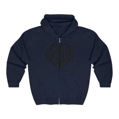 Heart Dagger Zip Hoodie – Gothic Heartline Full-Zip Sweatshirt