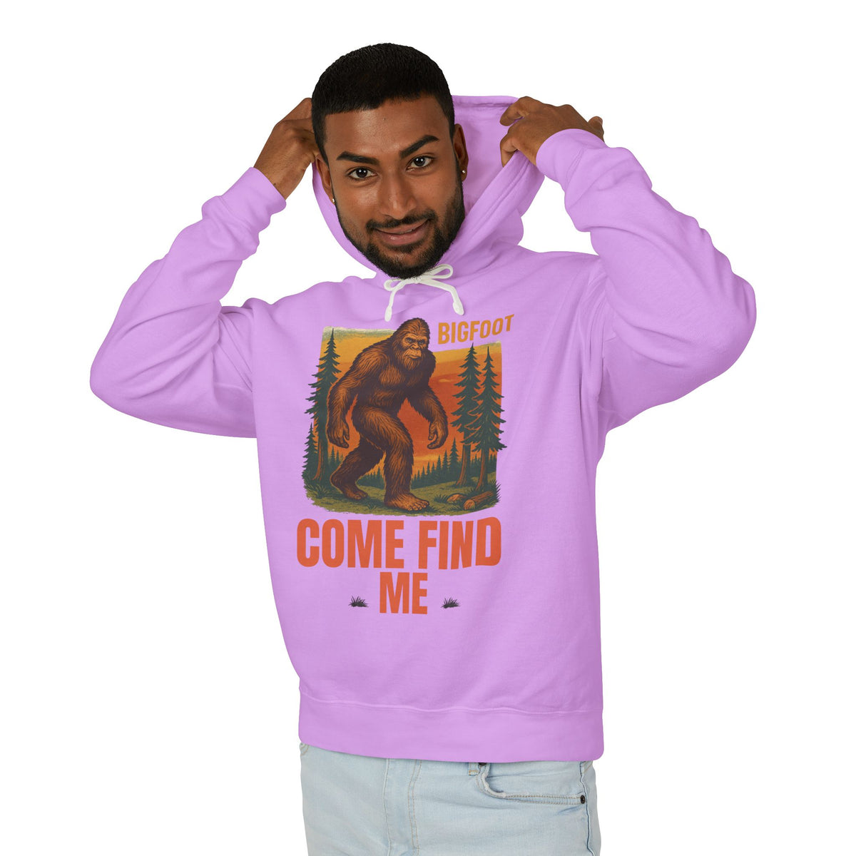 Bigfoot Adventure Lightweight Hoodie, Cozy Sweatshirt for Nature Lovers, Perfect Gift for Outdoor Enthusiasts, Camping, Hiking, Adventure