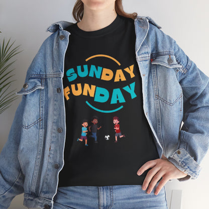 Unisex Heavy Cotton Tee - Sunday Funday Printed  T-Shirt - Comfortable Casual Wear Tee - Unique Graphic Tee - Gift