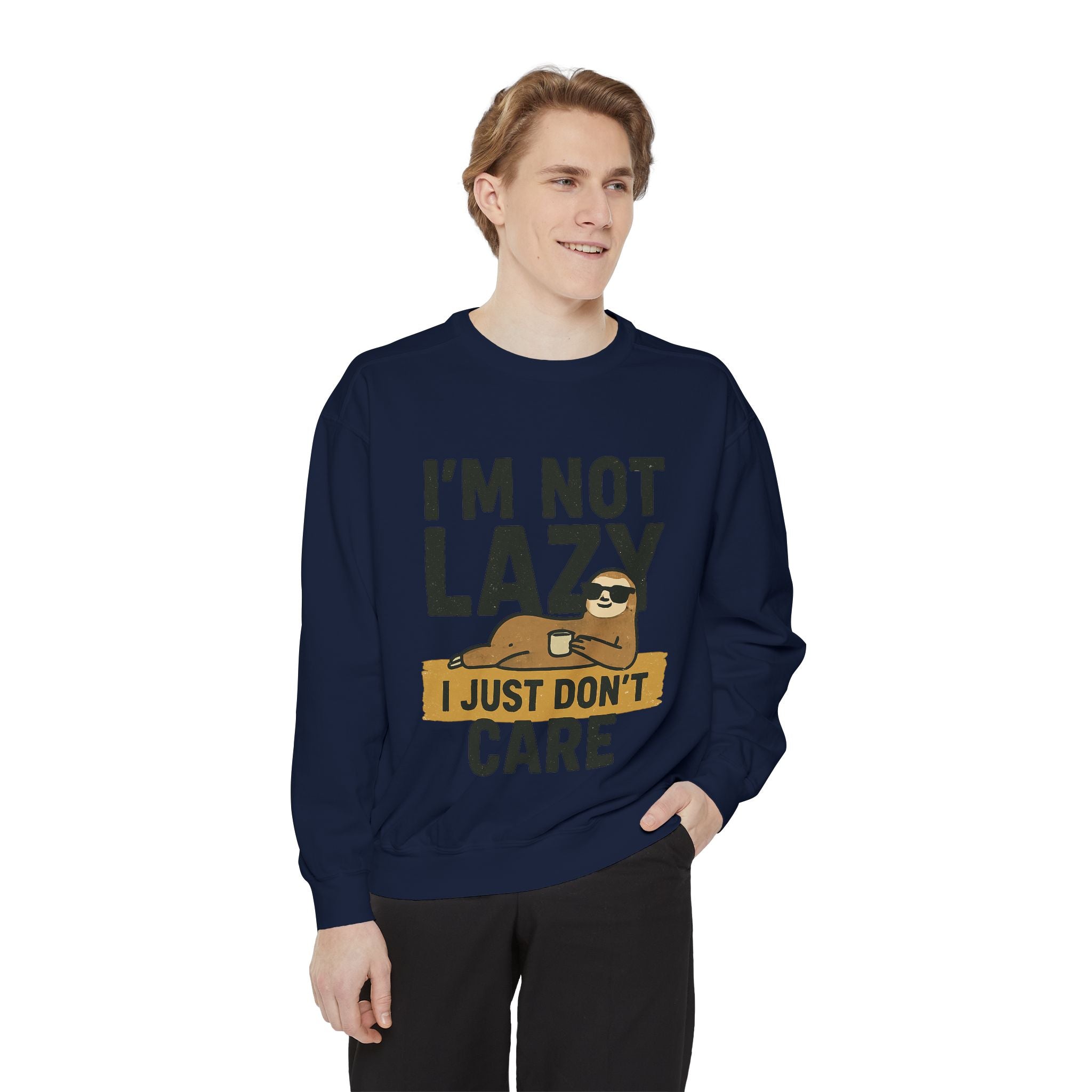 Lazy Sloth Sweatshirt - Relaxed Fit, Cozy Lounge Wear, Gift for Sloth Lovers, Funny Statement Apparel, Perfect for Relaxation Days